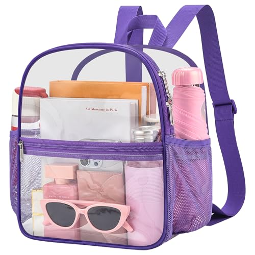 Image of Oraben Clear Backpack Stadium Approved, 12 x 6 x 11 in, Small Transparent Backpack for Concerts, Sports Events, Festivals, Travel, Waterproof PVC, Adjustable Straps, Women Men