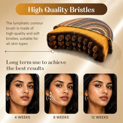 Image of Lymphatic Brush Guasha Face Sculpting Tool | De-Puffing, Jawline Definition, Skin Firming, Soft Bristle Facial Lymphatic Drainage, Massage & Skincare Use