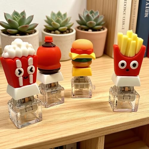 Image of Keyboard Fidget Toy, Four Key Mechanical Style Keychain with Snake Chain, Stress Relief Gadget for Office Workers and Students, Portable Anxiety Relief Tool for Commuting and Gaming