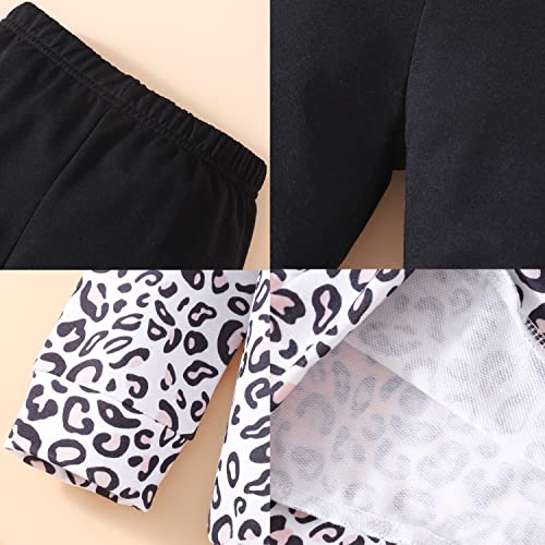 Image of Girls 2 Piece Outfits Toddler Girls Leopard Print T-Shirt and Leggings Set School Outfits Girl Clothes Fall Sets