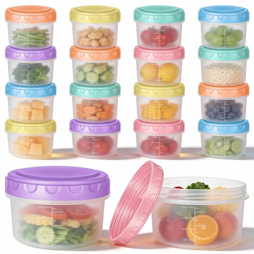 Fentar 18 Petit Pot Conservation 300 ml avec Échelle Graduée, Pot Repas Étanches avec Couvercle, Boite Alimentaire Plastique Réutilisables, Boite...