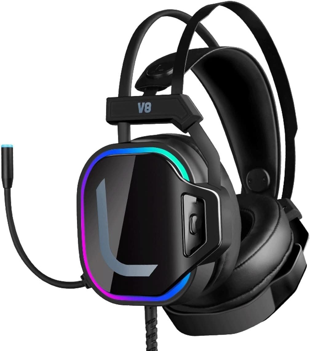 Cuffie da Gioco cablate, Cuffie for Computer con Microfono/Microfono con cancellazione del Rumore, Cuffie con Microfono con cancellazione del Rumore - Nere