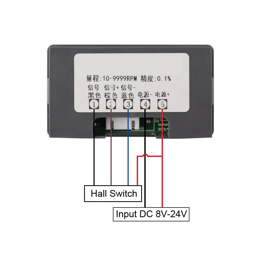 DC 8-24V 4 Digital LED Contagiri RPM Speed Meter con sensore interruttore di prossimità Hall NPN 10-9999RPM