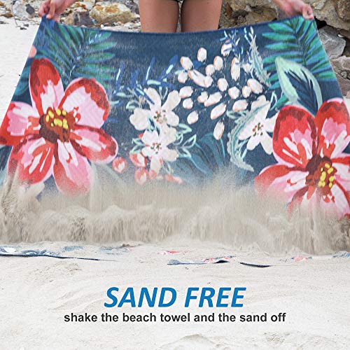 image for KOLLIEE Sand Free Beach Towels Flowers Portable Colorful Compact Beach