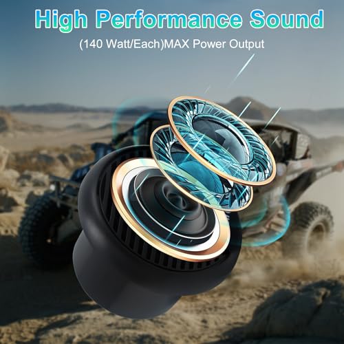 STUDIOFINIX 3-Zoll-Wasserdichtes Wetterfeste Koaxial-Bootssprechersystem Marine-Stereo Outdoor-Lautsprechersystem-Set für Auto, Van, Lastwagen, Traktor, Caravan, Wohnmobil (Schwarz)