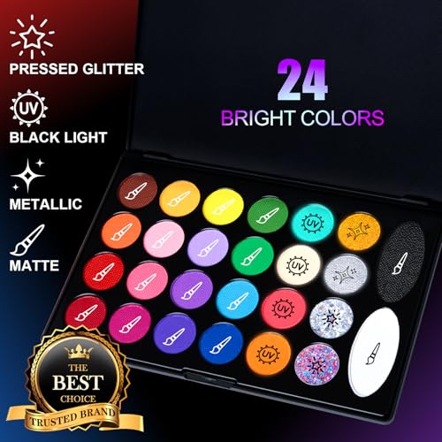 Image of Fenmay Face Painting Kit for Kids, Non-Toxic and Hypoallergenic Face Paint Makeup Kit| with Stencils, Book, Easy to Use and Safe for Kids, Fun for Halloween, Birthday Party, School Event
