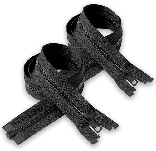 IPEA Cerniera Lampo Nera lunga 70 cm Nera - 2 Pezzi - Catena Misura #5 - Cerniere Lampo Divisibili per Abbagliamento Arredamento Cucito Giacche - Zip - Larghezza 30 mm - Colore Nero