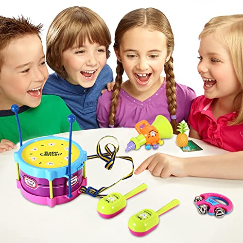Likthione Annoying Noise Kids Musical Instruments Set 5 Pcs Shakers Percussion Instruments Tambourine Xylophone Toys Child Early Learning Musical Toys For Boys Drum Set For Kids Age 6 And Up #TOP4