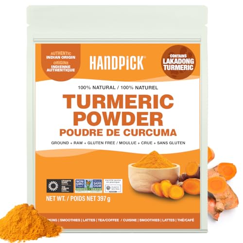 HANDPICK Turmeric Powder with Curcumin (397g/14oz) Gluten Free | Made from Turmeric Root | Raw Turmeric Powder from India | Halal Certified