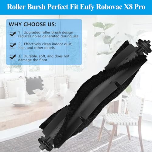 Image of Replacement Parts for Eufy X8 Pro Robot Vacuum Series - Includes 1 Rolling Brush, 2 Side Brushes, 4 Filters, 2 Mop Cloths - Durable and Reusable Accessories for Eufy X8 Pro Robot Vacuum Cleaner