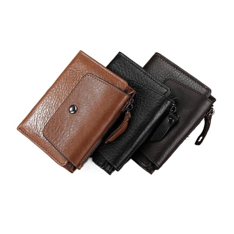 Men's wallet Men Wallet Slim Wallet Top Layer Cowhide Business Vintage Wallets for Father，Husband(D)3