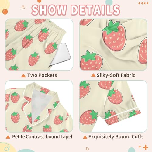 Cute Strawberry Pajamas Set Soft Pjs Sets 2 Piece Short Sleeve Sleepwear Casual Loungewear3