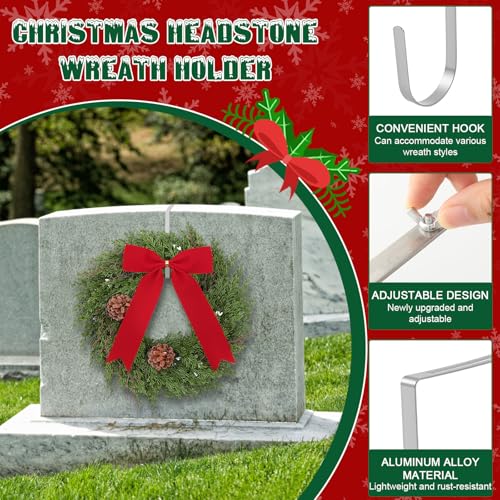 Couronnes commémoratives de Noël anti-vent avec fixations réglables pour tombe - 6