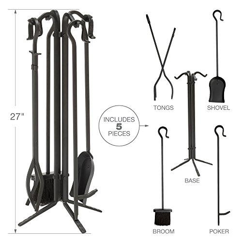 Uniflame, F-11140, 5-Piece Wrought Iron Toolset, Black #TOP3