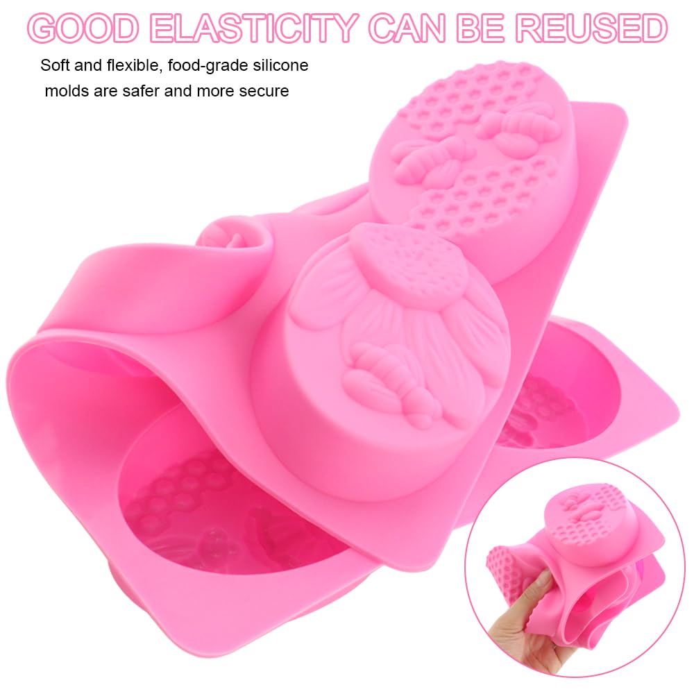 2 Packs 6-Cavity Honeybee Silicone Soap Mold 3D Bee Soap Molds Oval Bee and Hive Queen Bumblebee Molds for Homemade Craft Soaps, Lotion Bar, Bath Bomb, Beeswax, Chocolate and Dessert