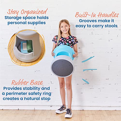Image of ECR4Kids Active Storage Wobble Stool, 15in Seat Height, Childrens Furniture, Cyan /Light Grey