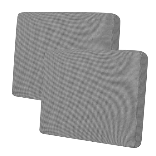 Image of Easy-Going Stretch 2 Pieces Couch Cushion Cover for Sofa Seat | Individual Furniture Protector Sofa slipcover for 2 Cushion Couch Washable Soft with Elastic Bottom Light Gray