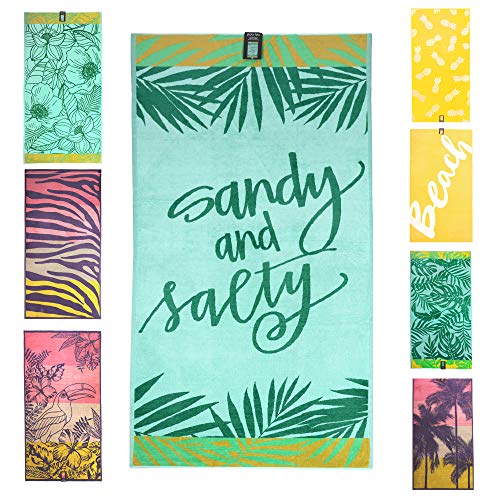 jilda-tex Strandtuch 90x180 cm Badetuch Strandlaken Handtuch 100% Baumwolle Velours Frottier Pflegeleicht (Sandy & Salty)
