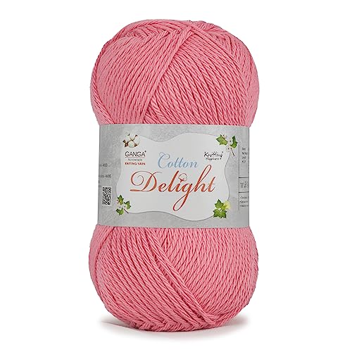 Image of Ganga Acrowools Cotton Delight, Dk Weight Cotton Yarn, Oekotex Class L Certified 100G, 169M COD015 Rose Bud