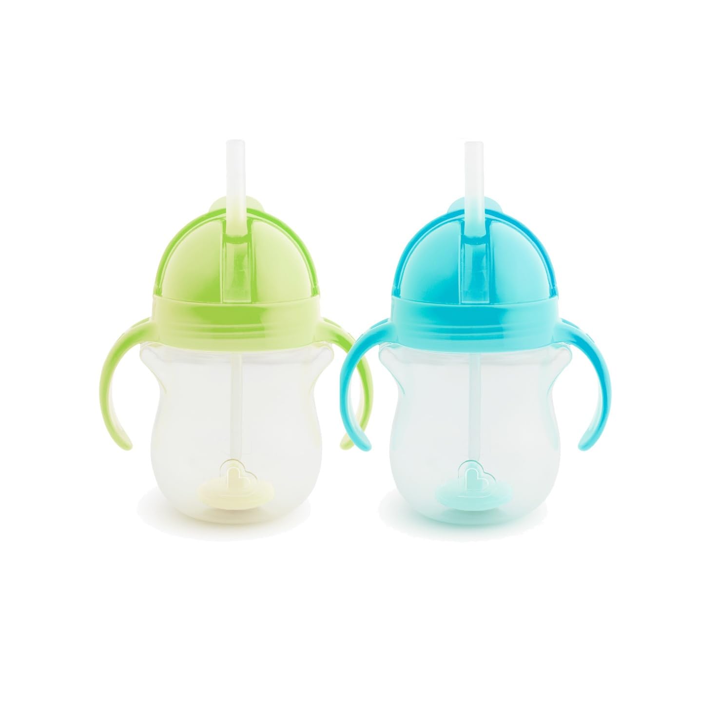 Munchkin Ensemble Tasses à Paille Click Lock Tip & Sip | Tasses Sippy Bébé & Tout-Petit avec Paille | Sans BPA | Non-Déversement | Pailles Lestées | 7 oz / 207 ml | Pack de 2 | Vert/Bleu