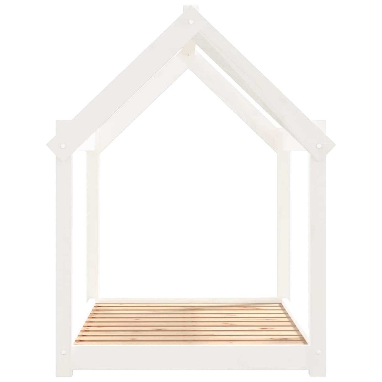 Lechnical Cuccia per Cani Bianca 101x70x90 cm in Legno Massello di Pino,Cuccia per Cani,Cuccia per Cani da Interno,Letto per Cani,Cuccia Letto