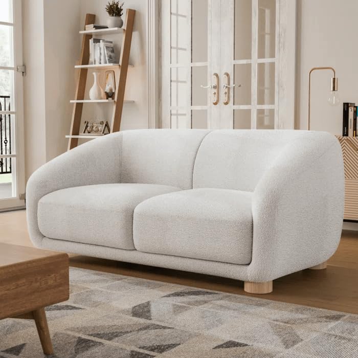 Image of Kaniel Premium Boucle Fabric 2 Seater Sofa for Living Room and Offices (White, 2 Seater)