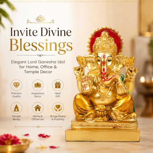 Image of ZAICUS Lord Ganesha Idol for Home Temple, Office Desk & Home Decor | Hindu God Murti, Pooja Mandir Decoration, Spiritual Gift, Religious Figurine, Temple Decor, Festive Decoration