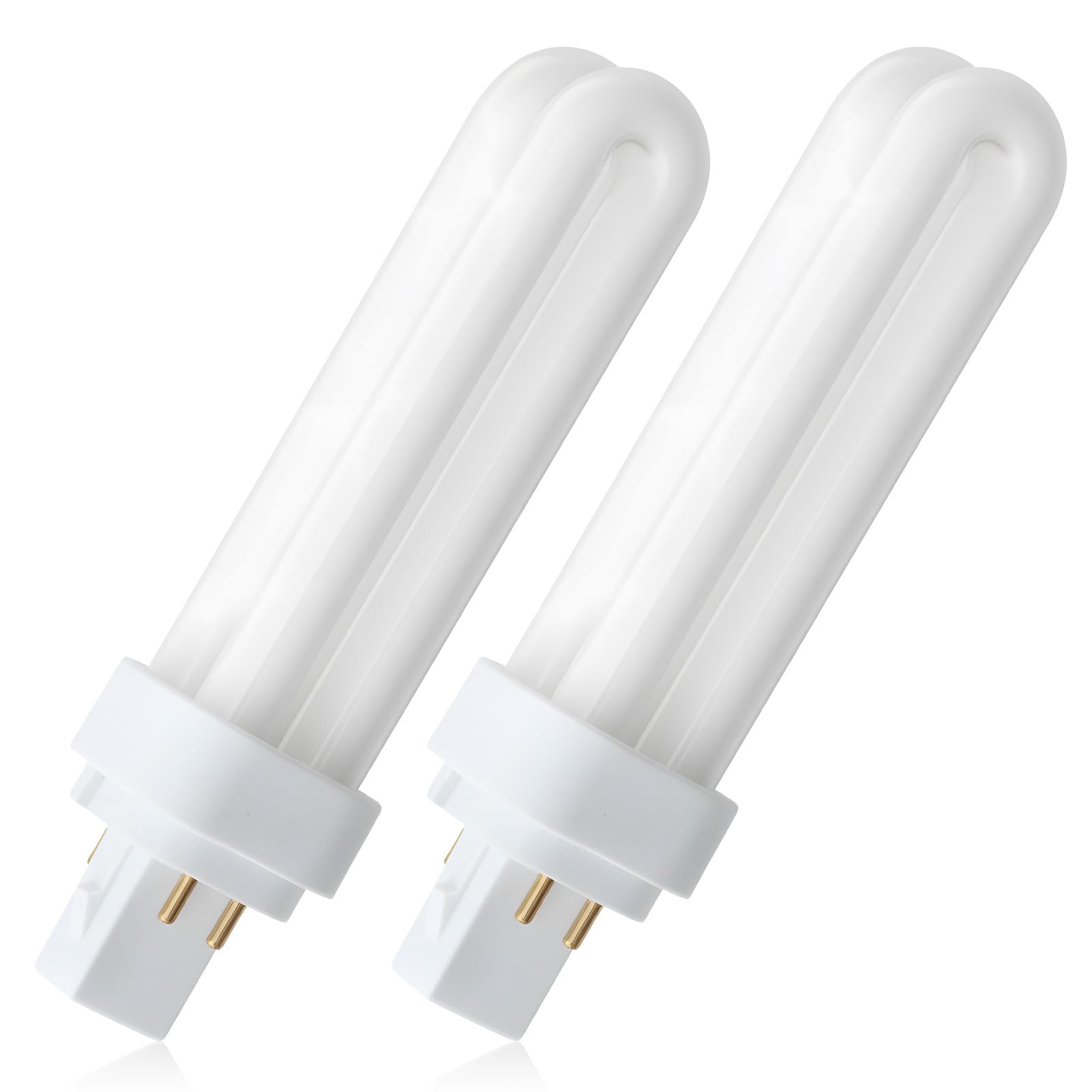 2pcs 18W G24q-2 Compact Fluorescent Light Bulb, 4-Pin Neutral Light 4000K, 1200 Lumens 2U Energy Saving CFL Tube, 240V PLC Non-Dimmable Lamp for Bathroom, Corridor, Kitchen, Indoor Use