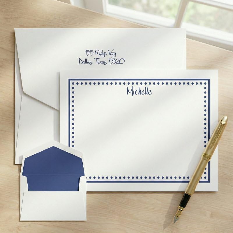 Personalized Harvard Flat Cards with Matching Envelopes | Horizontal Format | 4.5" x 6.25" | Triple-Thick 140 lb Cover Cardstock | Raised Ink Thermography | Custom Stationery | Set of 25 | Made in the USA
