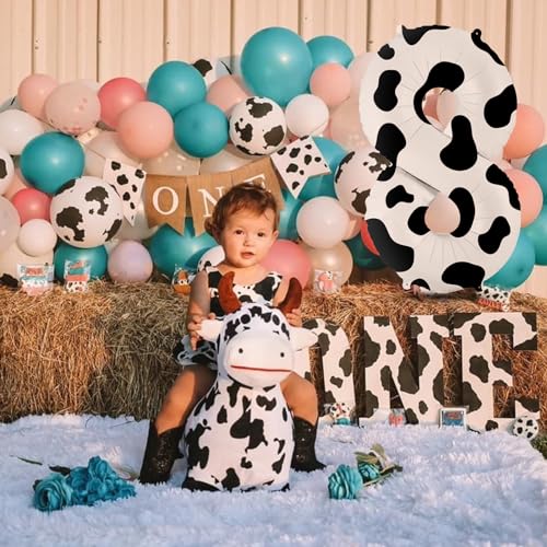 Image of 40 Inch Cow Print Balloon, Number 8 balloons Cow Balloons for 8st birthday decoration, Large Cow Number Balloons for western party decorations Baby Shower Animal Theme Party Holiday Decor