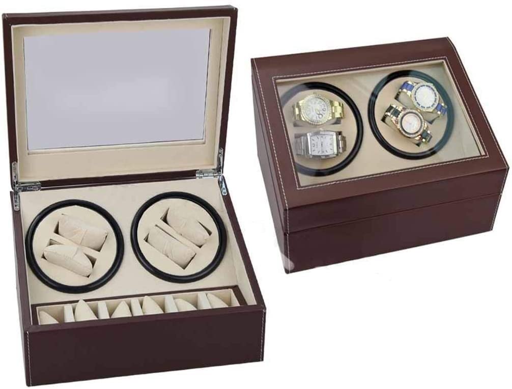 YNIYUJKL Automatic Watch Boxes Winder Leather Watch Winder 4+6 Storage Box Case Watch Organizer Quiet Watch Winder Box Accessories