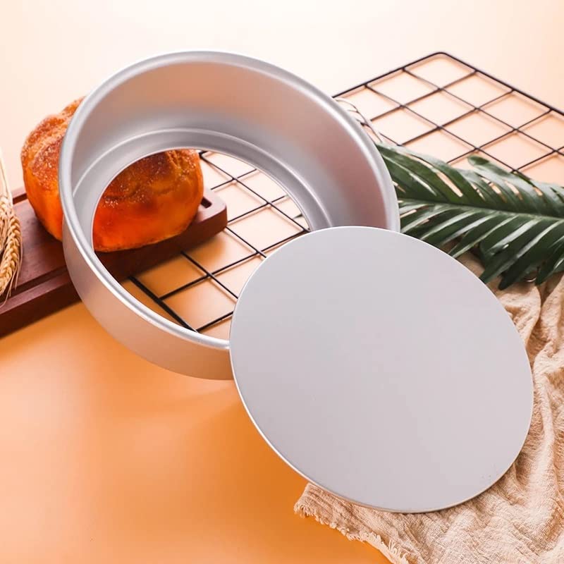 Juego de moldes para pasteles redondos de 4/6/8 pulgadas con parte inferior extraíble Juego de moldes para pasteles de gasa de aleación de aluminio Herramientas de latas para pasteles redondos de 3 n