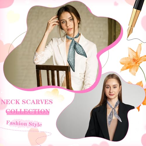 Fashion Scarves for Women 4 PCS Head Scarf Hair Neck Scarves Silky Long Thin Satin Scarfs Silk Neck Scarf Printed Scarfs Head Bandanas for Bag Hair Accessories Fashion Gifts4