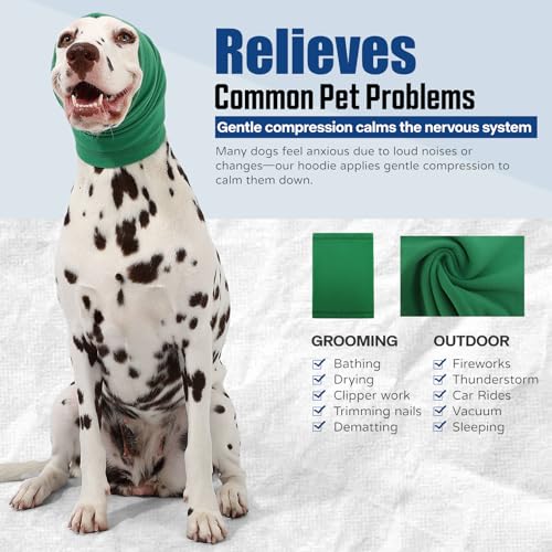 Image of Dog Calming Hoodie Quiet Head Cover Sleeves Anxiety Relief /Noise Protection - Grooming - Thunder - Fireworks