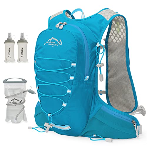 Colete de hidratação para corrida para homens e mulheres Mochila de água para corrida 3L Mochila de hidratação para corrida de trilha Maratona Caminhada (azul celeste)