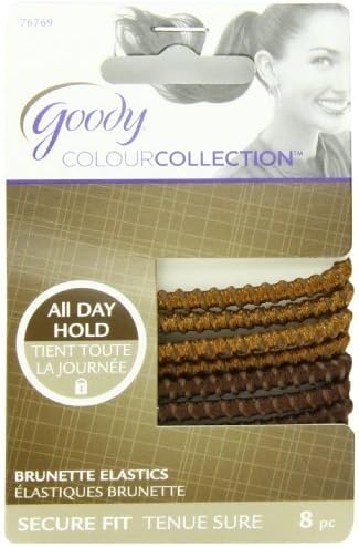 Goody Colour Collection [Sparkly Metallic Elastic], (Brunette), (8 Count]) ([2-Pack)