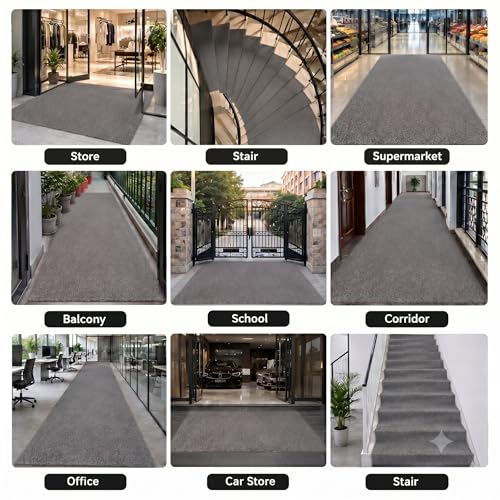 Image of TIB Cushion Noodle Mat for Home Entrance | Heavy Duty Anti-Slip Washable PVC Floor Mat for Bathroom, Kitchen, Bedroom & Office | Water Absorbent Indoor Outdoor Door Mat,Grey,2x12 Feet