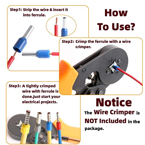 Image of DIANZHU 1250Pieces Wire Ferrules kit, Wire Terminal Ferrules Crimp Connector, Insulated Cord Pin End Terminal Great Assortment Ferrules Kit with Portable Box