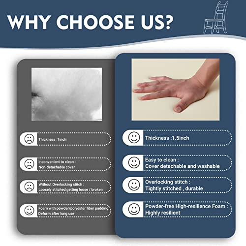 Oydas Chair Cushions For Dining Chairs Memory Foam Non Slip Chair Pads Seat Cushions For Kitchen Chairs With Ties, Machine Washable Cover 1 Pack Grey #TOP2