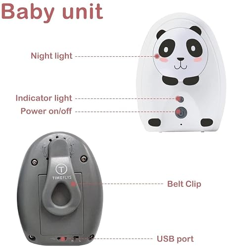 Timeflys Audio Baby Monitor Rechargeable Digital Wireless Transmission Crystal-Clear Sound Night Light Two Way Talk 1000 Feet Long Range Usb Paging Cute - 1 Pu #TOP4