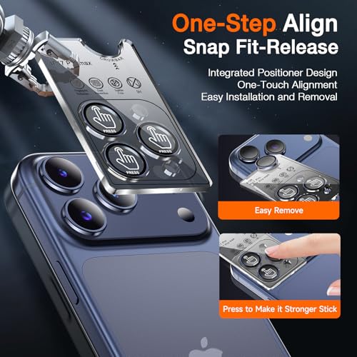 Image of LK for iPhone 17 Pro /17 Pro Max Camera Lens Protector [Top 9H+ Military Grade Shatterproof] One-Click Installation, Ultra-Tough HD, Individual Lens Protectors Scratch-resistant, Deep Blue
