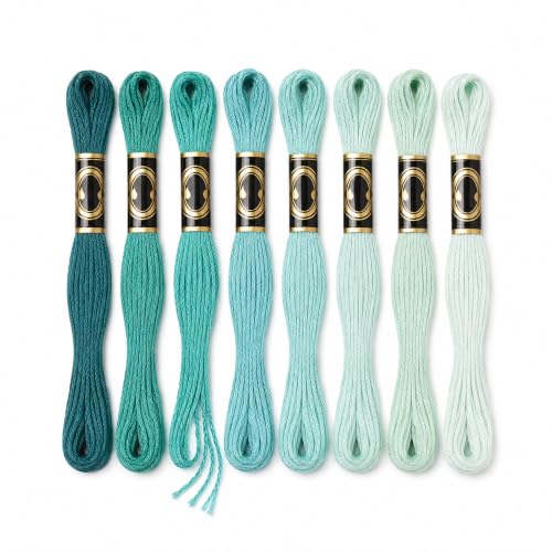 Image of FASHEWELRY 70 Yards Handmade Polyester Embroidery Floss Crewel Cross Stitch Threads 0.5mm 6-Ply Embroidery Thread Bulk for Beginners Adult DIY Sewing Knitting Supplies (Light Sea Green)
