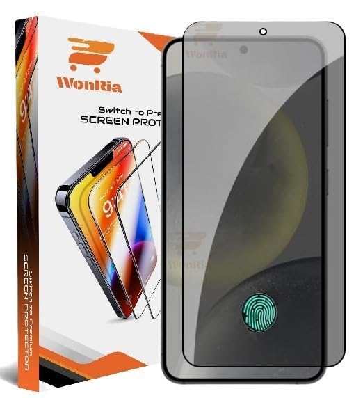 Image of WonRia Pack 1- Privacy Tempered Glass for Samsung S25 5G [100% FingerPrint Working] 9H Glass Anti-Spy Screen Guard for Galaxy S25 5G - Installation Kit