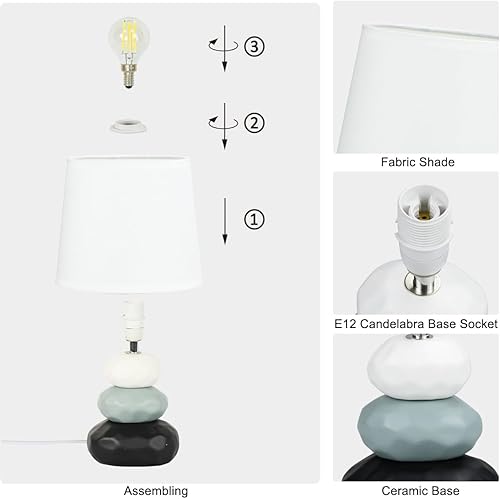 Miniatura 6 de Lampwell BERO - Lámpara de mesa pequeña para sala de estar como lámpara de mesita de noche para dormitorio, lámpara de mesa moderna de cerámica,