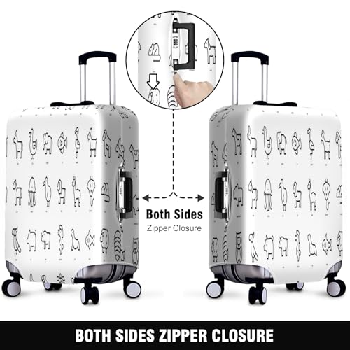 Travel Luggage Cover Suitcase Protector Scratch-Resistant Fit Not Included Suitcase Animals Line Art S-19-21in2