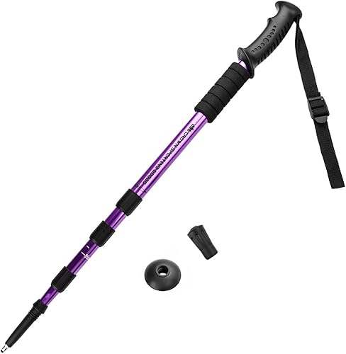 Bastón de trekking ajustable resistente a los golpes con puntas intercambiables. Se expande de 23 a 53 pulgadas de largo