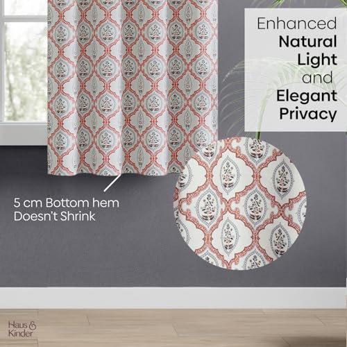 Image of haus & kinder Digital Printed Cotton Window Curtain 5 Feet Long Pack of 1 Window Curtain, 5 Feet Curtain for Window (Heritage Medallion, Multi 130x152 CM)