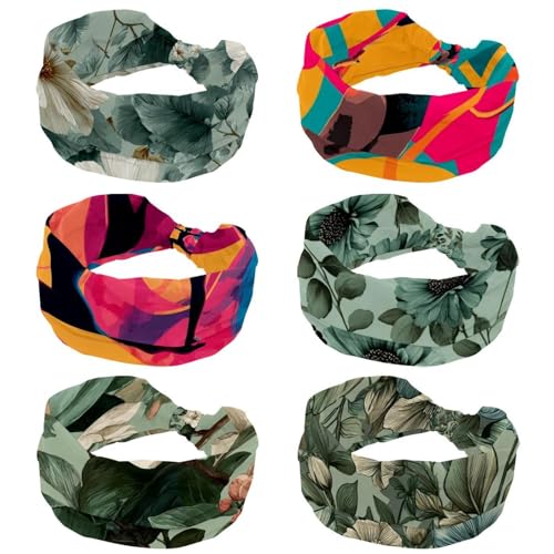 Bandeaux élastiques femme lot de 6 colorés pour yoga et fitness