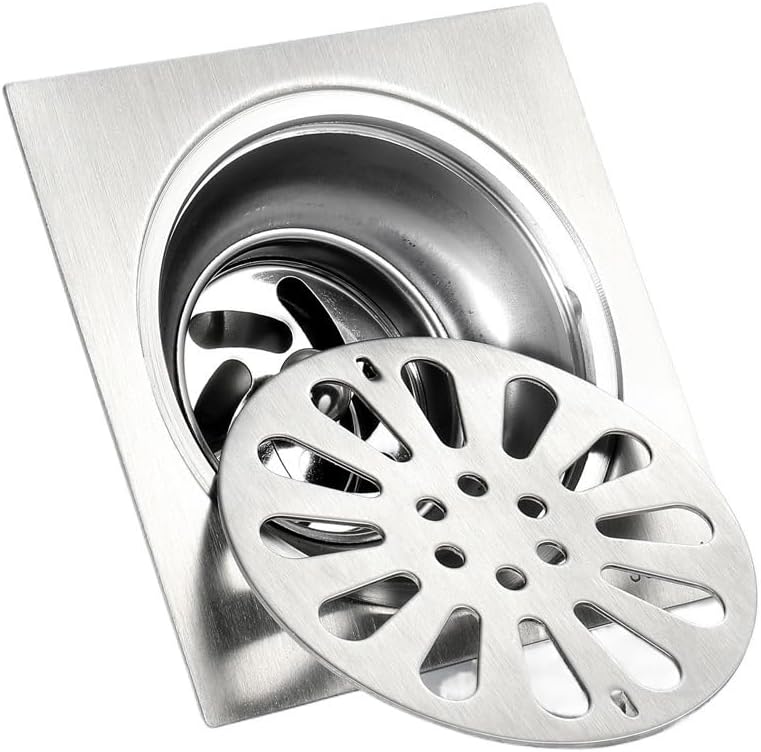 Floor Drain Bathroom Floor Drain Square 10cm 12cm 15cm Brushed Stainless Steel Toilet Kitchen Balcony Wire Strainer Drain Floor Drain Cover (Type a 10x10c