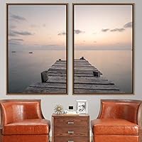 2 Piece Framed Canvas Wall Art Coastal Beach Canvas Prints Home Artwork Decoration for Living Room,Bedroom - 16